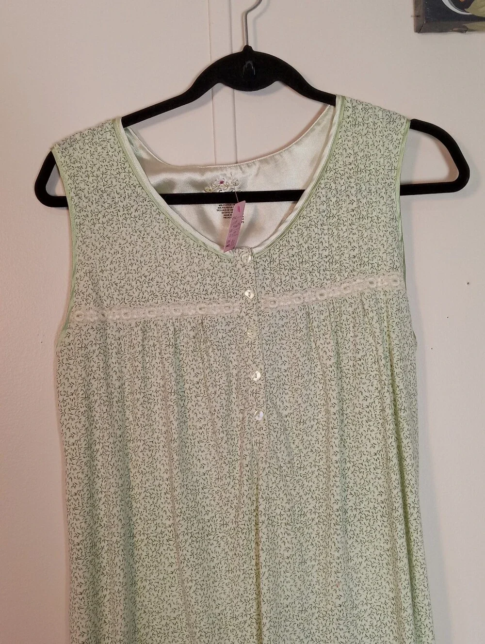 Secret Treasures Medium 8-10 Feminine green Floral Sleeveless nightgown